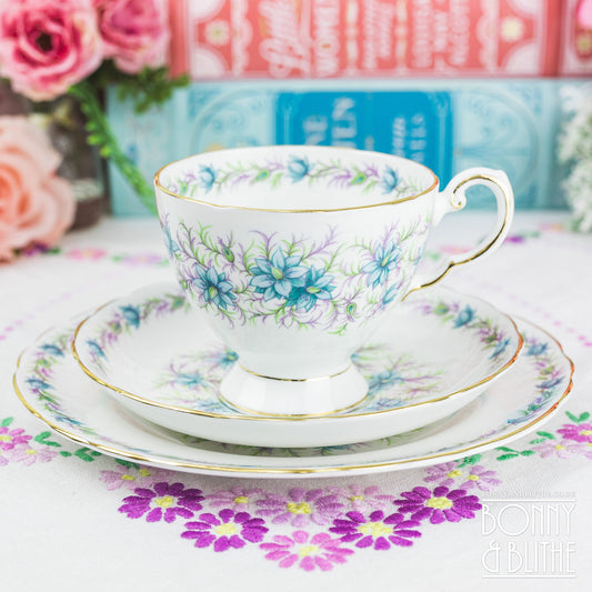Tuscan Love in the Mist Blue Teacup Set